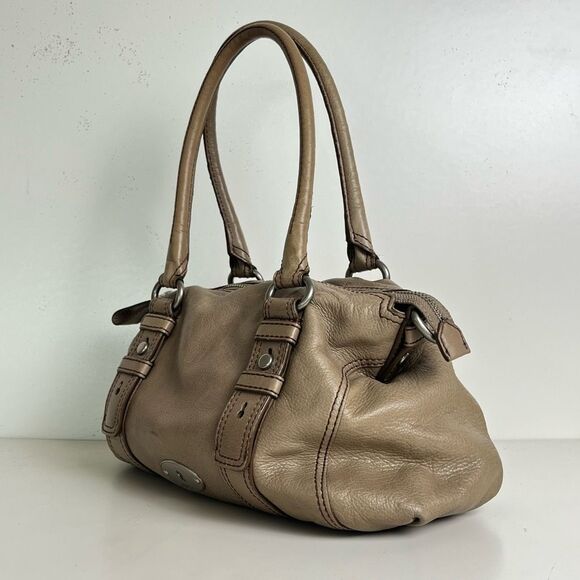 Fossil Leather Taupe Maddox Satchel Supple Slouchy Doctor Bag Silver Hardware - Picture 4 of 15